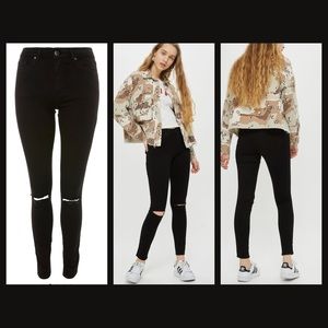 Topshop - Ripped Black Leigh Skinny Jeans